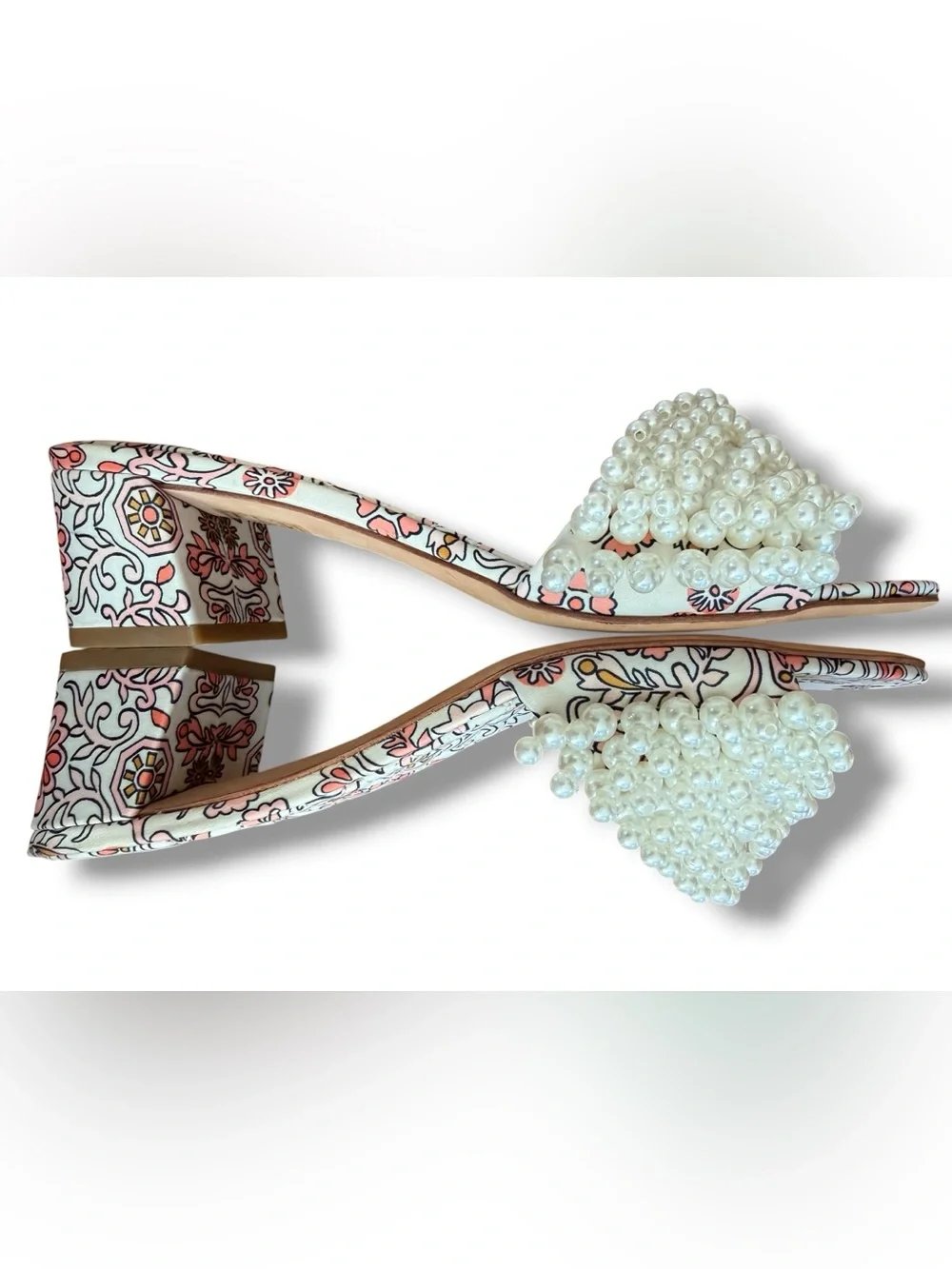 Tory Burch Tatiana‎ Pearly Quilted Block Heel Slides Size 7